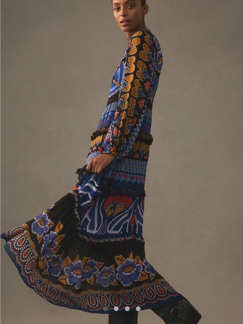 FARM Rio Black, Blue and Mustard Printed Maxi Dress - Picture 10 of 10